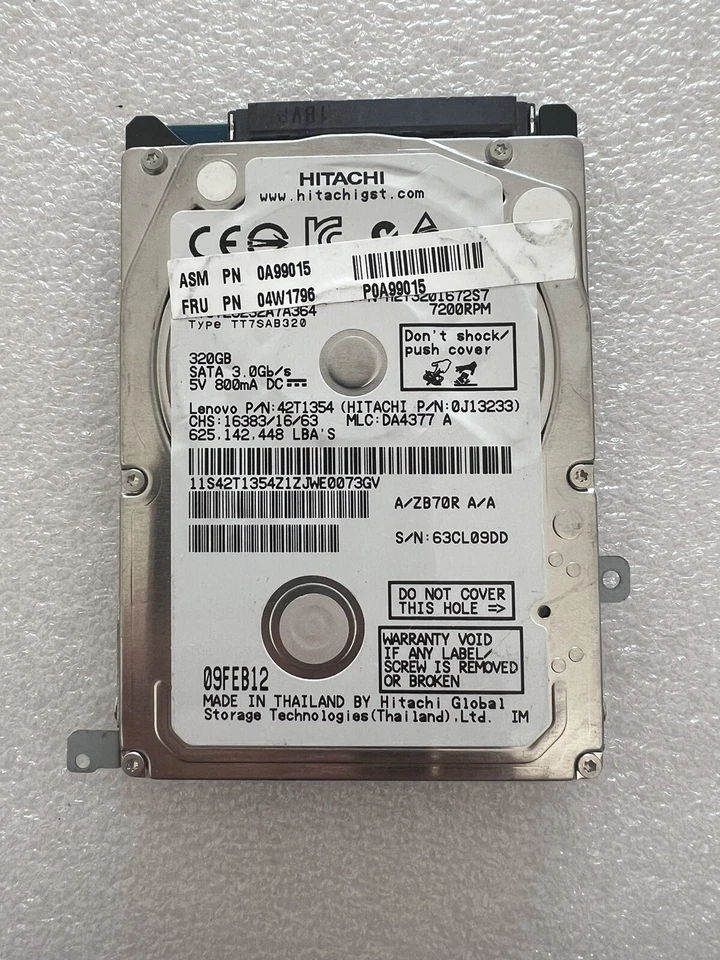 HTS723232A7A364 Hitachi 0J13233 320GB 7200RPM 3Gbps 2.5 Laptop HDD Hard Drive A3 - Image 1 of 2