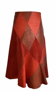 FALDA DE TRABAJO LOROD TALLA 10/12 PARCHE DE DIAMANTE ROJO CUERO Y GAMUZA TOTALMENTE FORRADA DE SEDA - Imagen 1 de 8