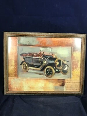 Vintage Car 1 Old Car Classic Lithograph Silvia Vassileva  - Signed & Framed  - Image 1 of 4