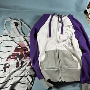 FOX RACING Girls Purple/White Jacket & Tank Top M J11 - Picture 1 of 6