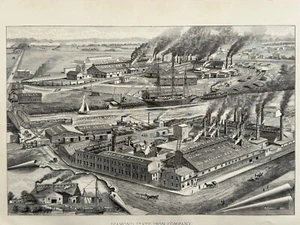 Impresión artística antigua Wilmington Delaware Diamond State Iron Company P.F. Goist 1888 - Imagen 1 de 7