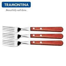 TRAMONTINA Jumbo Fork Set 3-6-12pcs.Kitchen Dining Fork Wooden Handle 21136070