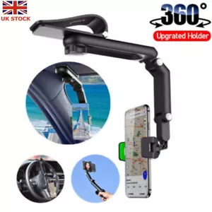 Multifunction 360° Sun Visor Mount Clip Rotation Phone Holder Car Rearview Mirro - Picture 1 of 14
