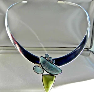 π Collana con ciondolo girocollo in argento sterling 925 pieno HM multi gemma 47 g - Foto 1 di 12