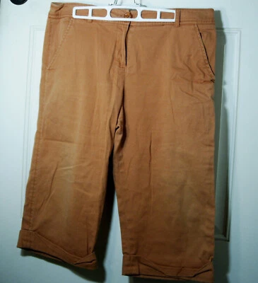 Larry Levine Shorts Womens Size 12 Orange Bermuda Stretch - Image 1 of 4