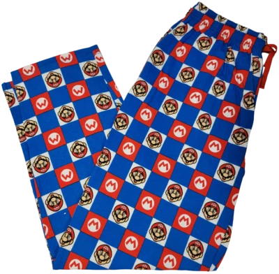 ¡Cómodos pantalones de salón de pijama oficiales a cuadros azules y rojos Nintendo Super Mario! Foto 1 de 3