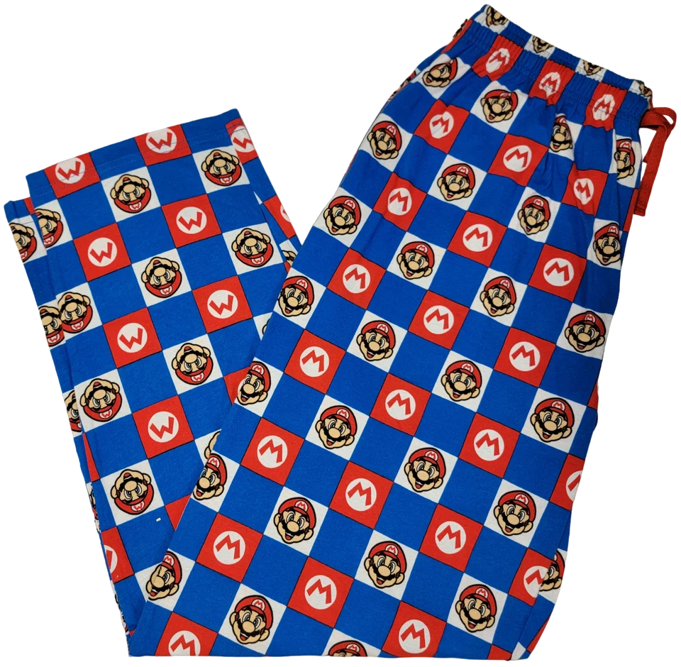Official Checkered Blue & Red Nintendo Super Mario Comfy Pajama Lounge Pants! - Image 1 of 3