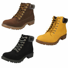 Ladies Black / Honey / Brown Lace Up Spot On Boots UK Sizes 3 - 8 : F5R0315