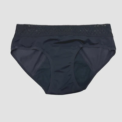 Thinx Hiphugger Panty Leak Proof Period Underwear Size S Black Lace Waist - Image 1 of 4