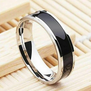 Band Jewelry Black For Steel Size 6-12 Ring Fashion Titanium Women Men Stainless - Picture 1 of 25