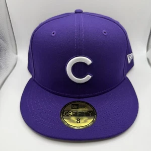 New Era 59Fifty Chicago Cubs Spring Collection Rare Purple Fitted Hat Size 8 - Picture 1 of 5