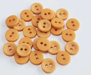 4x 9mm Buttons Mini Matt AMBER Plastic Round Buttons 2 Hole YELLOW Colour Circle - Picture 1 of 3