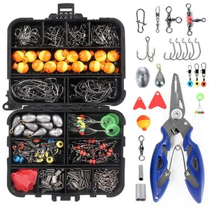 263PCS Fishing Accessories Kit set with Tackle Box Pliers Jig Hooks Swivels - Picture 1 of 8