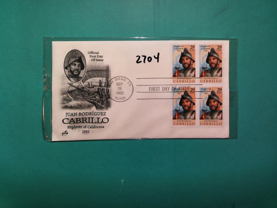 U. S.Stamp FDC- 2704 - Juan Cabrillo  - ArtCraft cachet- comb. shipping - Image 1 of 1