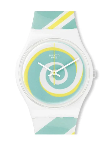 Swatch Maxi Watch Wall Clock “Peppercane” Turquoise Blue & Yellow New In Box Cover