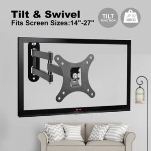 Tilt Swivel TV Wall Mount Bracket LCD LED Monitor 14,21,22,27, VESA 100 - Picture 1 of 7