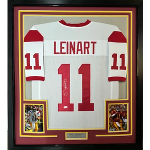 Framed Autographed/Signed Matt Leinart 35x39 USC White Football Jersey JSA COA - Picture 1 of 2