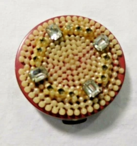 Perle e strass compatti in ottone tondo vintage #1937 - Foto 1 di 4