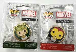Loki & Iron Man Funko POP! Pins - Marvel Avengers Enamel Pins - Lot of 2 - NEW - Picture 1 of 9