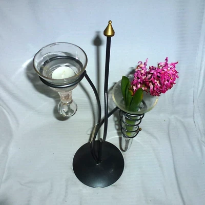 Vase Kerzenständer ausgefallen Deko Glas Metall ca 41 cm - Bild 1 von 4