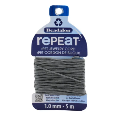 Beadalon RePEaT Grey 1.0mm, 100% Recycled PET Braided Jewelry Cord Foto 1 de 2