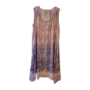 One World 2X Dress Lavender Purple Floral Sleeveless Flowy Vacation Below Knee - Picture 1 of 10
