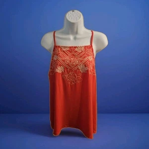 Love on a Hanger Large Womens Top Blouse Coral Boho Floral  Embroidered  Gift  - Picture 1 of 15