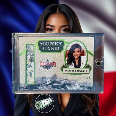 2024 DECISION JASMINE CROCKETT MONEY CARD LIME GREEN FOIL 1/3 RESIST TRUMP 2024! - Image 1 of 2