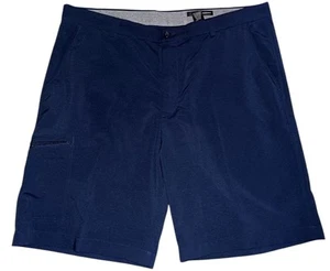 Mens Greg Norman Size 38 Athletic Shorts Navy Blue Moisture Wicking Zip Pocket - Picture 1 of 5
