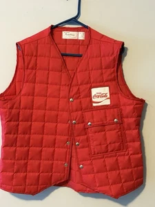 Vtg 80s COCA COLA DELIVERY DRIVER Puffer VEST RED UNIFORM Riverside GA 44 L/XL - Picture 1 of 3