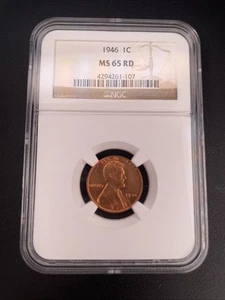 1946-P  1C LINCOLN WHEAT CENT "PHILADELPHIA MINT" NGC MS65 RD - Picture 1 of 6