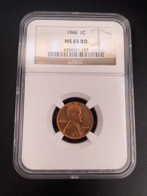 1946-P  1C LINCOLN WHEAT CENT "PHILADELPHIA MINT" NGC MS65 RD - Image 1 of 4