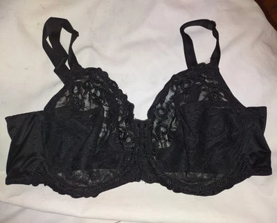 Sujetador de encaje transparente sin relleno Wacoal, negro, talla 42D Foto 1 de 4