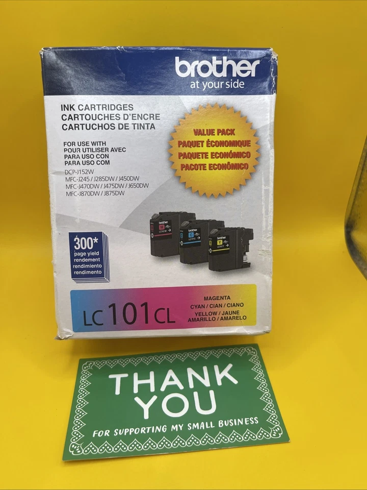Paquete combinado de cartuchos de tinta Brother LC101CL amarillo cian magenta EXP 6/2024 Foto 1 de 1