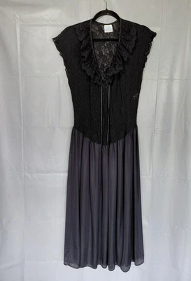 Vtg Quiet Moments Sheer Black Lace Slip Dress 2X Lingerie Gothic Burlesque - Image 1 of 4