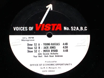 Voices of Vista Radio Show LP #52 Young Rascals Mitch Ryder Jack Jones - Image 1 of 2