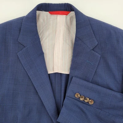 Samuelsohn Performance Blue Plaid Wool Silk Blend Blazer Sport Coat Men Size 44 - Image 1 of 4