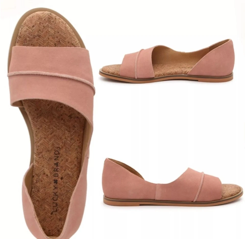 LUCKY BRAND FENTIN 2 FLAT tamanho 8 parte inferior de cortiça bronzeada biqueira aberta - Imagem 1 de 4