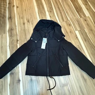 Chaqueta acolchada resistente al agua Roxy negra con capucha para mujer talla S/P Ellie Foto 1 de 4