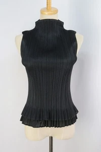 PLEATS PLEASE Black High Neck Sleeveless Top 126 9791 - Picture 1 of 5