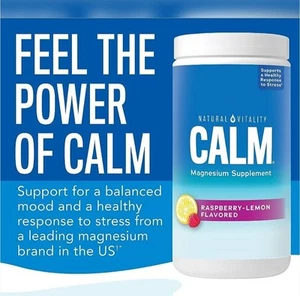 Natural Vitality Calm Sleep Aid Magnesium Melatonin GABA Raspberry Lem Drink Mix - Picture 1 of 10