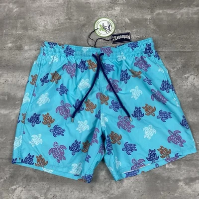 VILEBREQUIN SWIM SHORTS TRUNKS Turtles Mens XXL BLEU LAZULI - Image 1 of 4