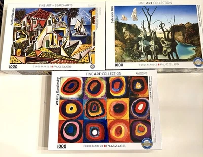 Lot of 3 EUROGRAPHICS 1000 Piece Puzzles•Fine Art•Picasso•Dali•Kandinsky - Image 1 of 4