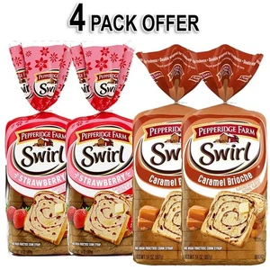 Pepperidge Farm Swirl Karamell Brioche & Erdbeere Frühstücksbrot 14 Unzen 4er Pack - Bild 1 von 8