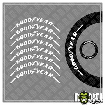 Tamiya Reifenbeschriftung 1:14 Goodyear RC LKW freistehend Aufkleber Truck - Bild 1 von 2