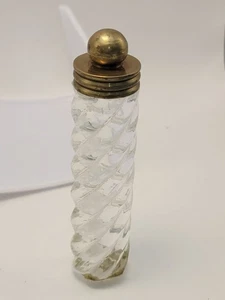 Vintage Antik Glas Endstück Lampenaufsatz Messingplatte Klarglas 4-1/4" 1940er - Bild 1 von 4