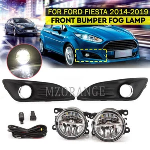 For 2013-2019 Ford Fiesta Bumper Fog Light Lamp + Cover Chrome Bezel +Wiring Kit - Picture 1 of 11