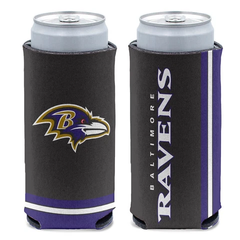 New NFL Baltimore Ravens Football Licensed Slim Can Cooler Drink Cooler Cover