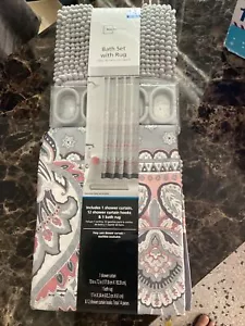 14 piece BATHROOM SET WITH RUG AND SHOWER CURTAIN-NEW - Picture 1 of 7