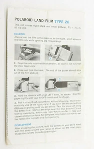 Polaroid Land Film Type 20 P-153C - Instruction Manual Pamphlet - B182 - Picture 1 of 3